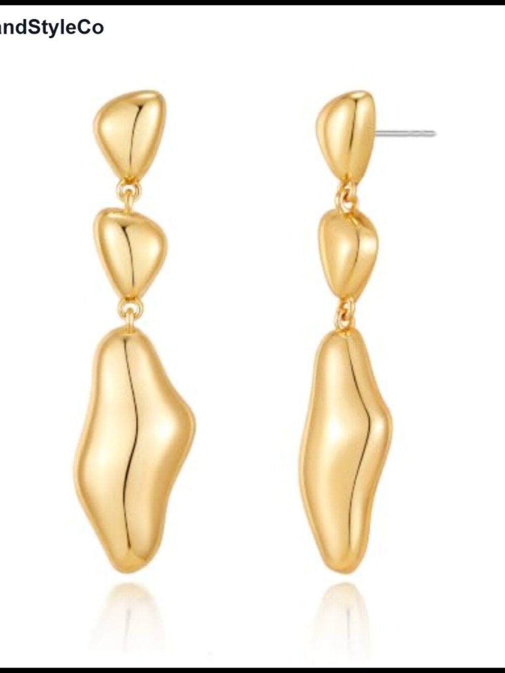 Chunky 14K Gold Plated Dangle Earrings for Women Hammered Hypoallergenic